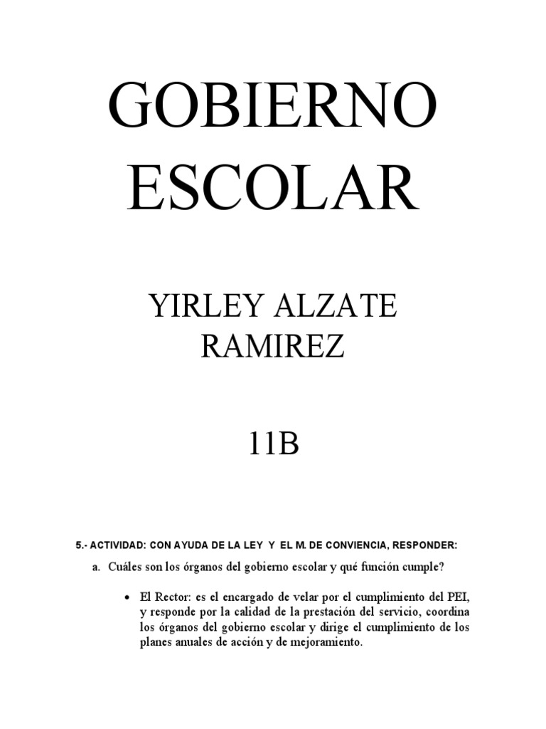 Estructura y Funciones del Gobierno Escolar | PDF | Institución | Plan ...