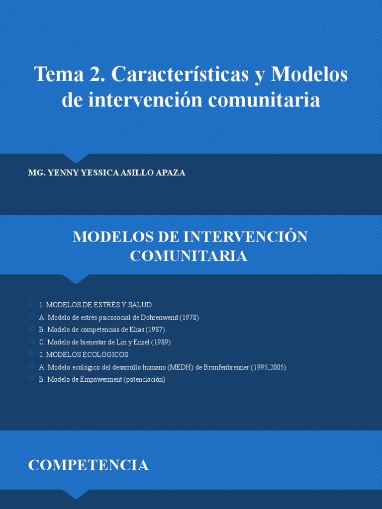 Modelos de Intervención Comunitaria | PDF | Estrés (biología ...