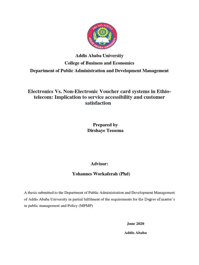 Electronics vs. Non-Electronic Voucher Card Systems in Ethio-Telecom:  Implication To Service Accessibility and Customer Satisfaction | PDF |  Customer Satisfaction | Business
