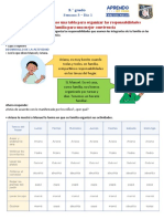 Elaboramos Una Tabla para Organizar Las Responsabilidades de Mi Familia para Una Mejor Convivencia