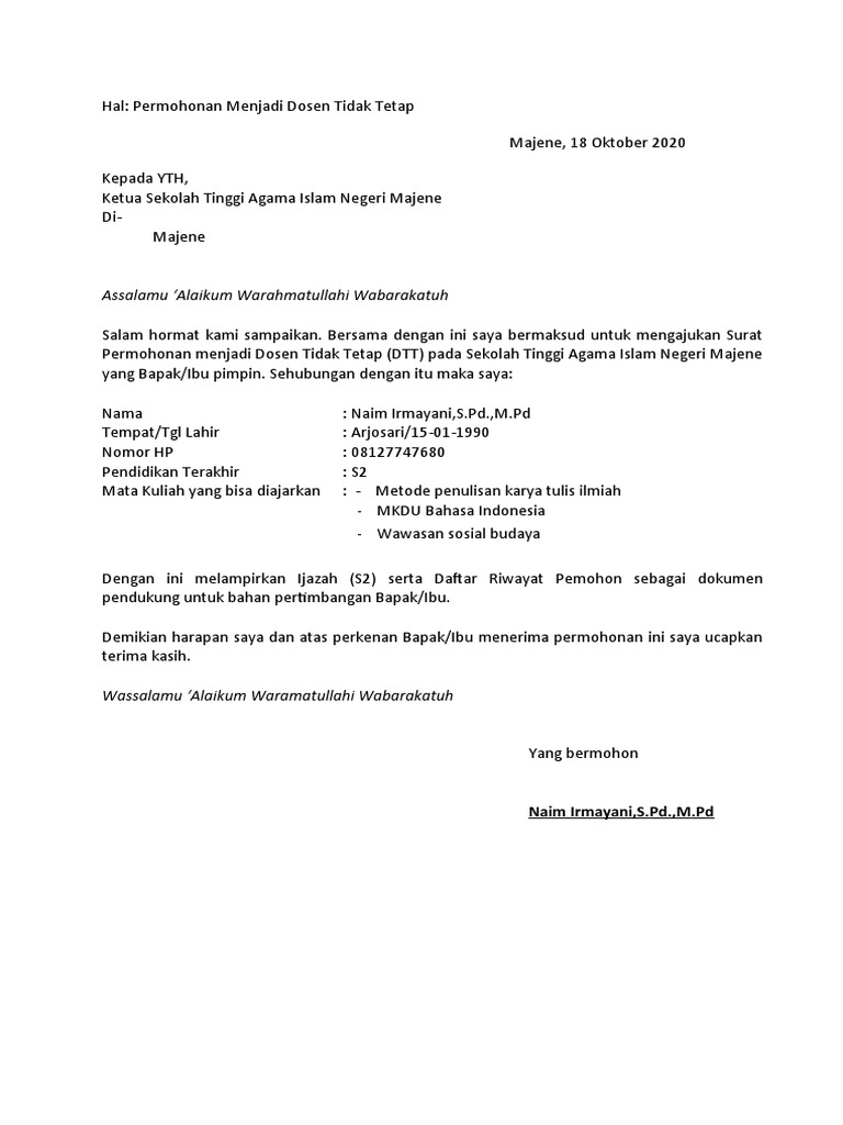 Form Surat Permohonan DTT | PDF