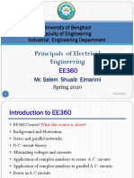 Principals of Electrical Engineering: University of Benghazi Faculty of Engineering Industrial Engineering Department