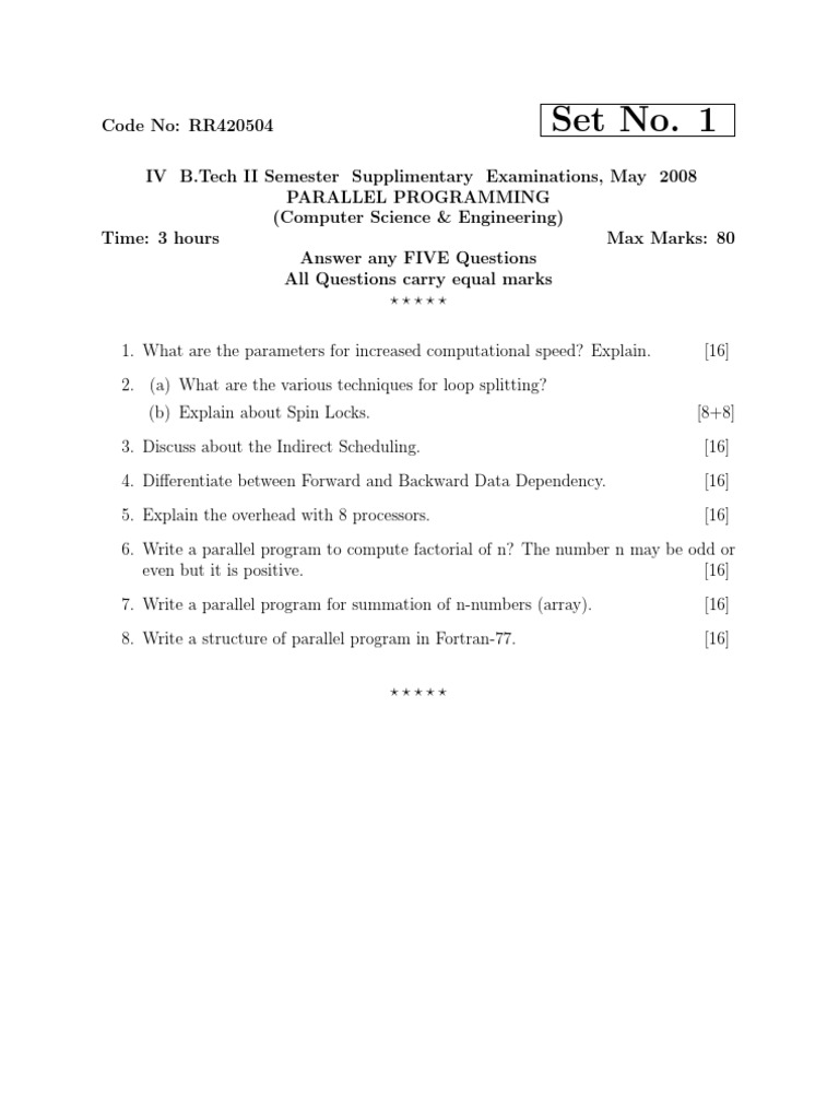 Parallel Programming Exam Questions | PDF | Parallel Computing ...