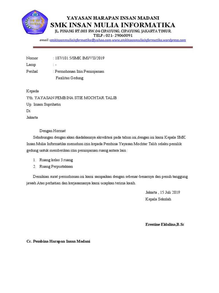 187 Surat Ijin Sewa Ruang Kelas Pdf