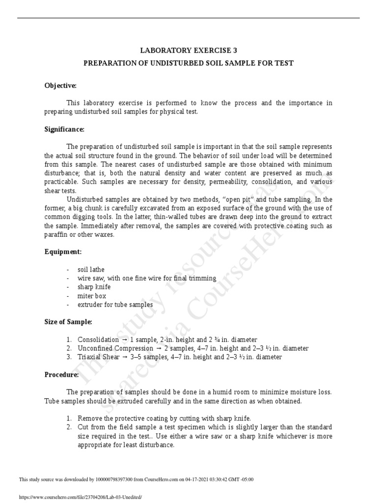 This Study Resource Was Laboratory Exercise 3 Preparation of