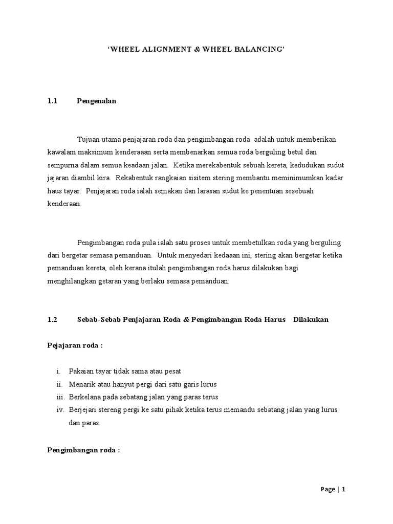 Proses Penjajaran dan Pengimbangan Roda | PDF