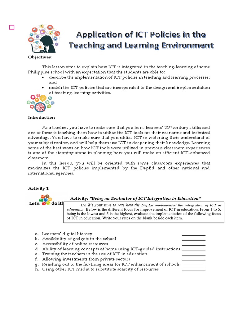 ICT Policies in Philippine Education | PDF | Educational Technology ...