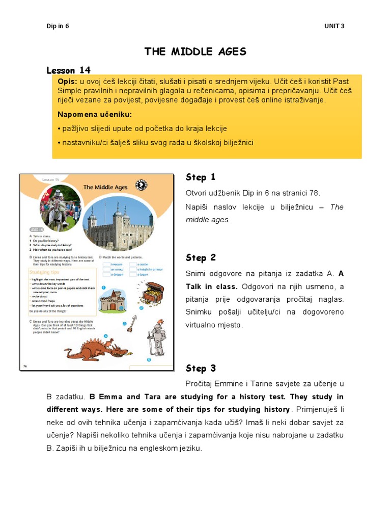 Dip in 6 Lesson 14 - The Middle Ages | PDF