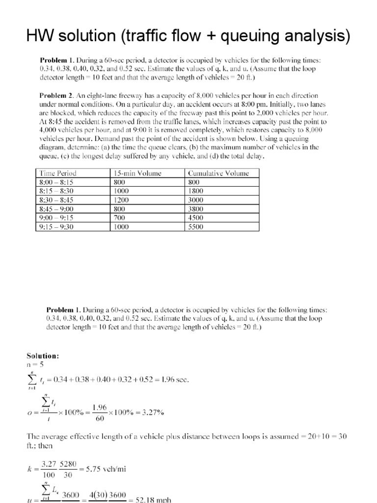 Traffic Flow and Queuing Analysis Solution | PDF