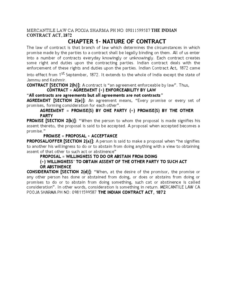 Overview of Indian Contract Act 1872 | PDF | Legal Documents | Doctrine