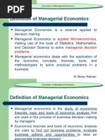 Definition of Managerial Economics: Applied Microeconomics Managerial Decision Problems