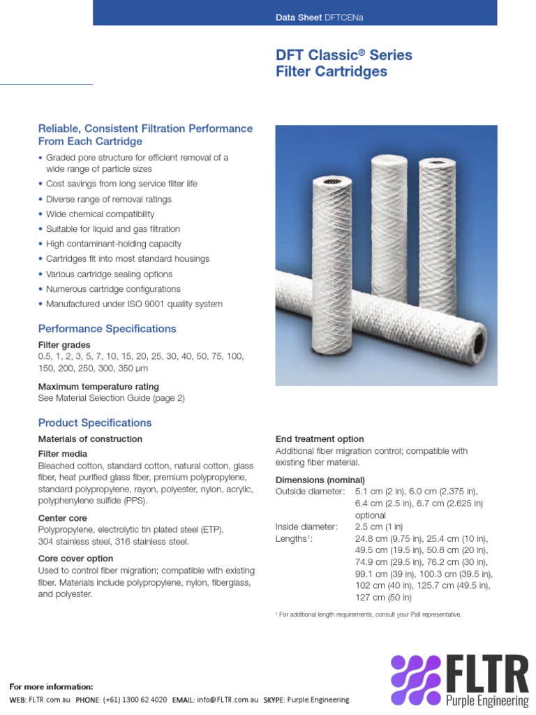 DFT Classic® Series Filter Cartridges | PDF | Solution | Fibers