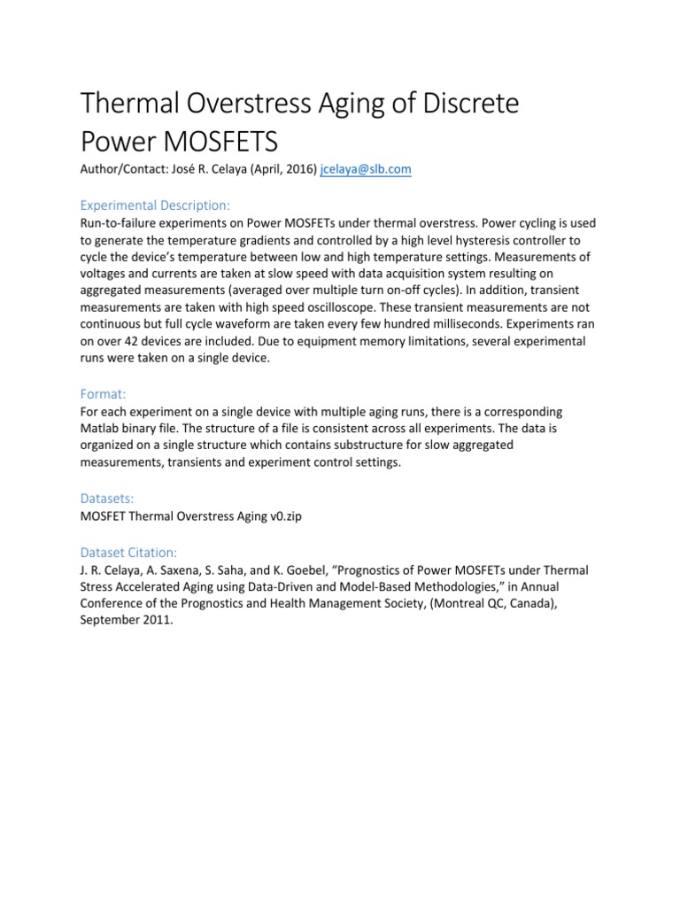 MOSFET Thermal Overstress Aging Document