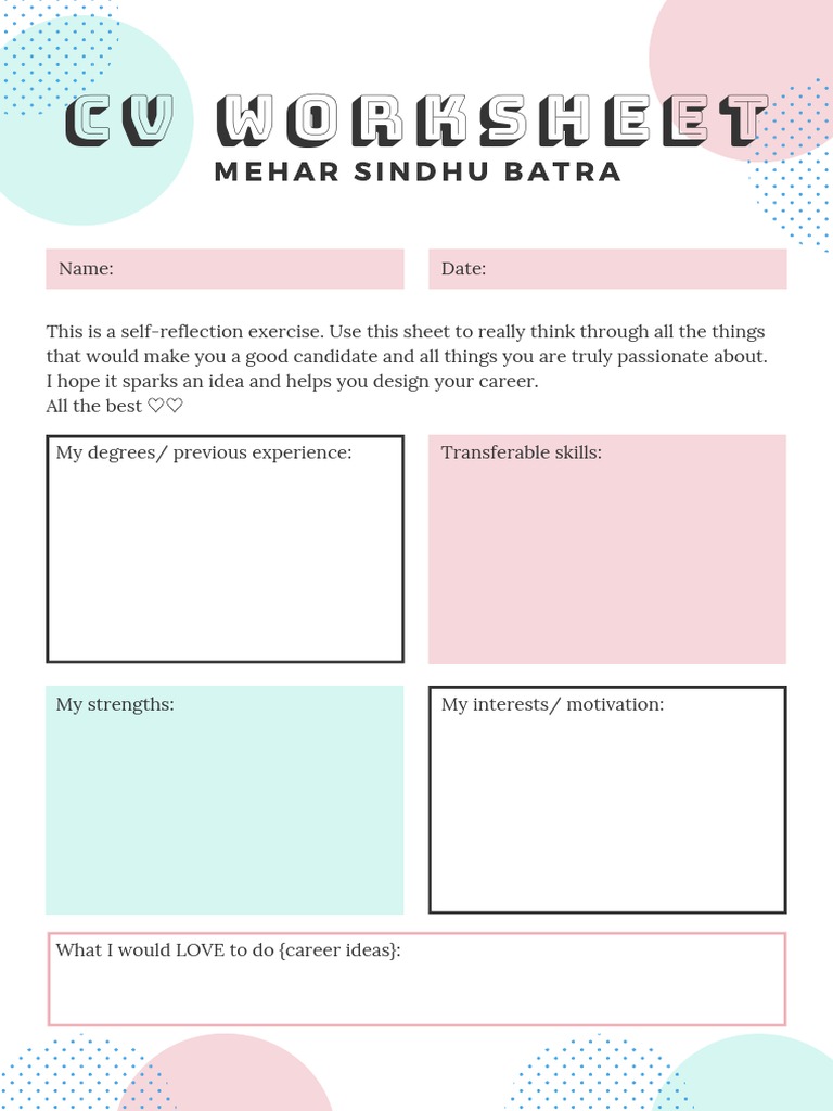 MSB CV Worksheet | PDF