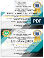 Liberty Rose T. Jalandoni: Certificate of Recognition