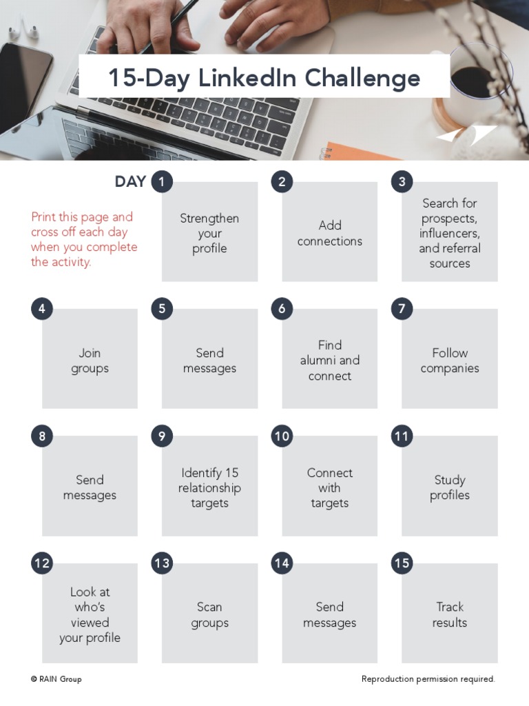 15-Day Linkedin Challenge: Print This Page and Cross Off Each Day When ...
