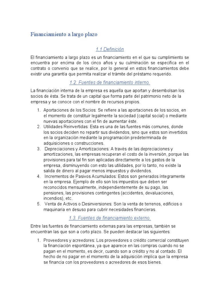 Financiamiento A Largo Plazo | PDF | Empresas | Bancos
