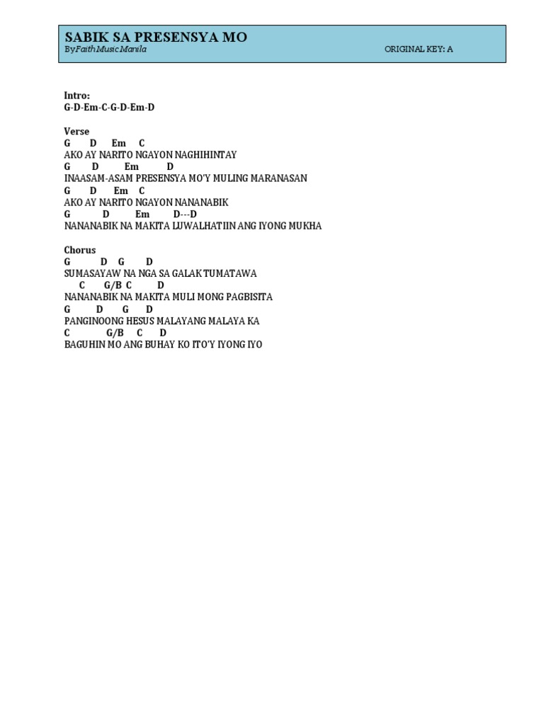 Sabik Sa Presensya Mo Pdf