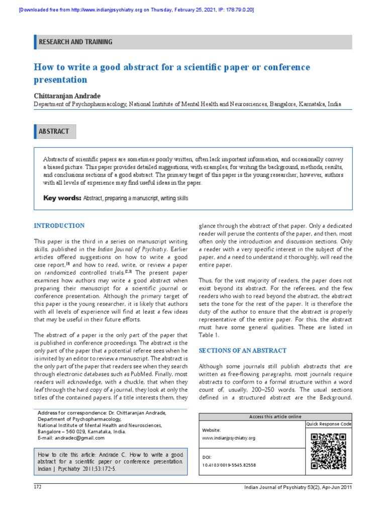 How To Write A Good Abstract For A Scientific Paper or Conference | PDF ...