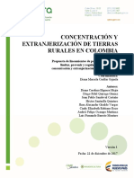Concentración y Extranjerización de Tierras Rurales en Colombia Comparación