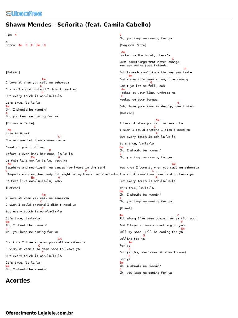 Shawn Mendes Señorita (Feat. Camila Cabello) (Uke Cifras) PDF