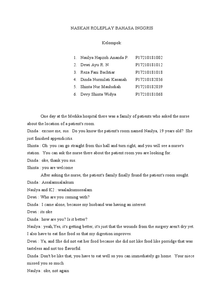 Roleplay Script: Hospital Interaction | PDF | Health Care | Health Sciences
