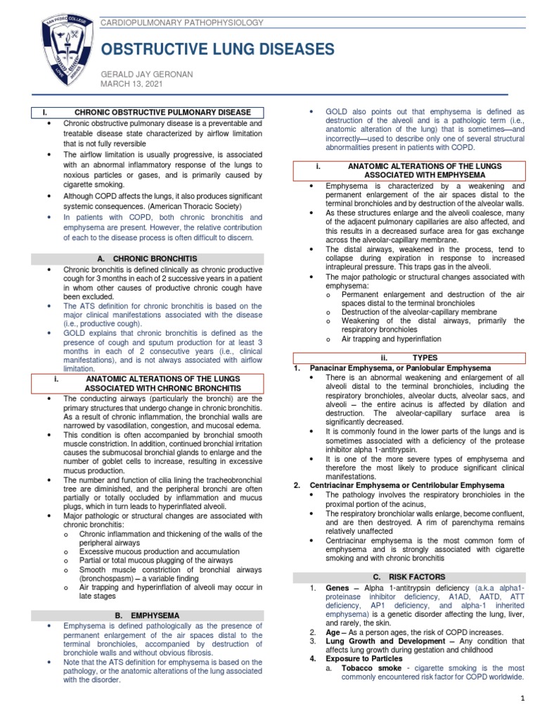 109 - Obstructive Lung Diseases | PDF | Chronic Obstructive Pulmonary ...