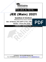 JEE (Main) 2021: PAPER-1 (B.E./B. TECH.)