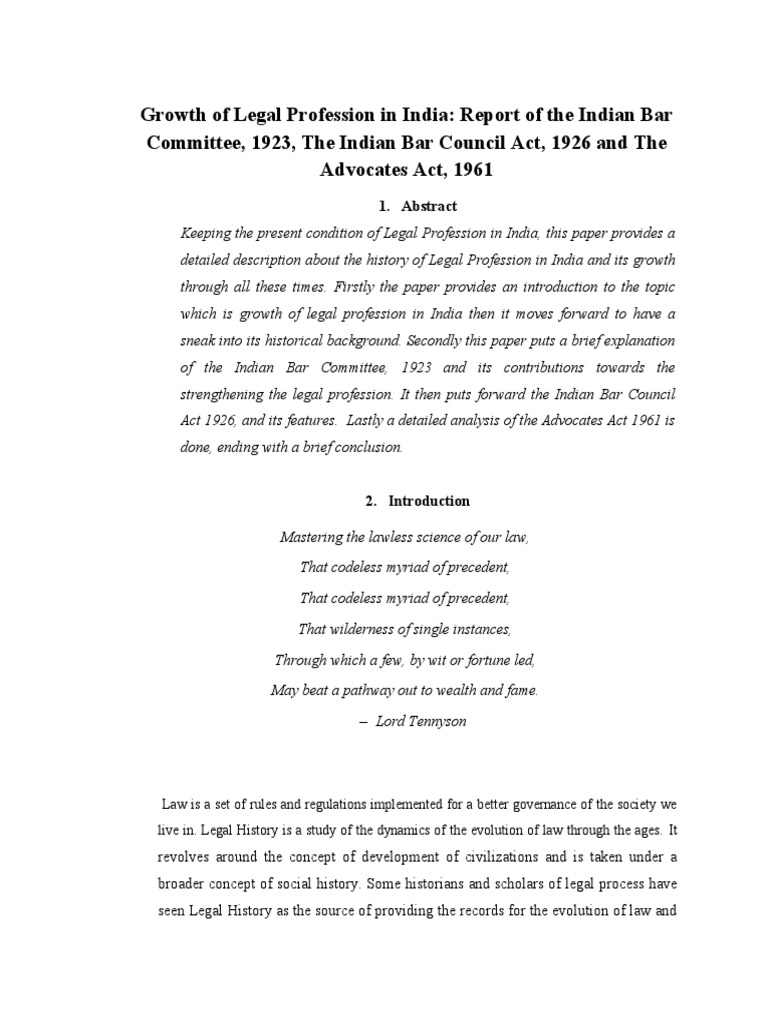 Growth of Legal Profession in India | PDF | Advocate | Barrister