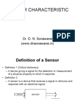 Sensor Characteristic: Dr. D. N. Sonawane (WWW - Dnsonawane.in)