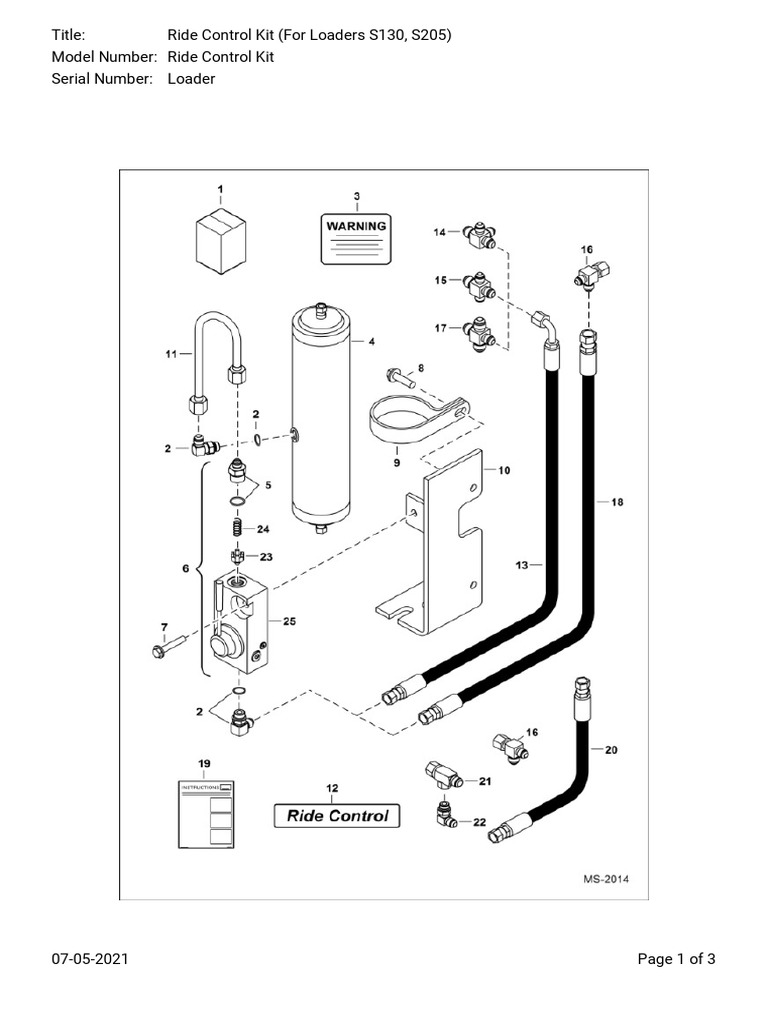 Ride Control Kit (For Loaders S130, S205) - Ride Control Kit | PDF ...