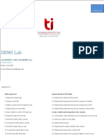 DBMS Lab Assignments 3 and 4 Solution