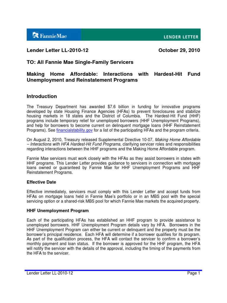 FNMA Loan Modifications Letter 2012-12 Oct 29 2010 | PDF | Forbearance ...