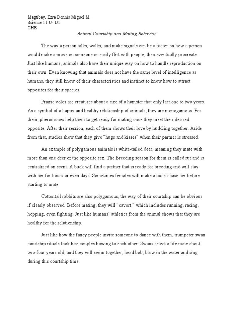 Animal Courtship and Mating Behaviors | PDF | Courtship | Ethology