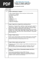 Bachelor of Computer Applications Syllabus For 2018 & 2019 Batch