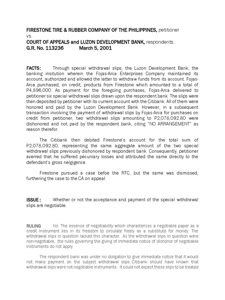 Firestone Vs CA PDF Payments Banks