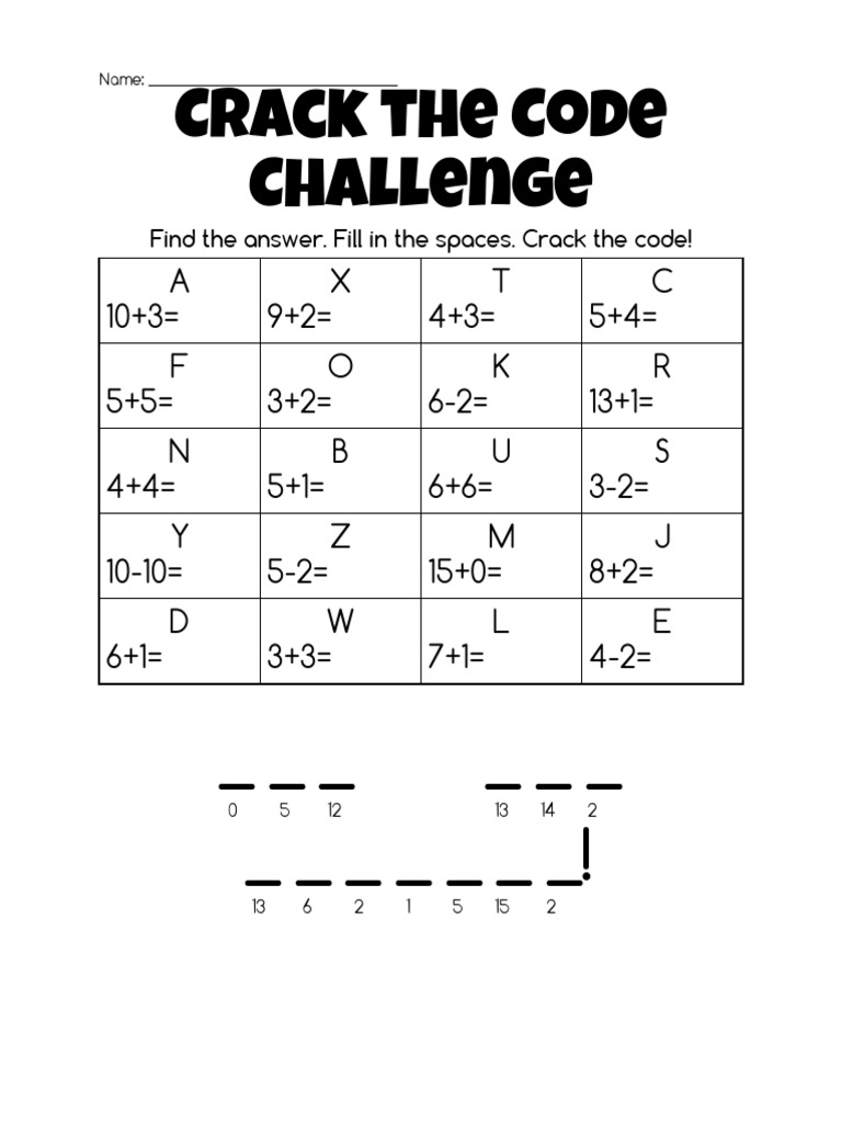 Code Cracking Challenge Worksheet | PDF