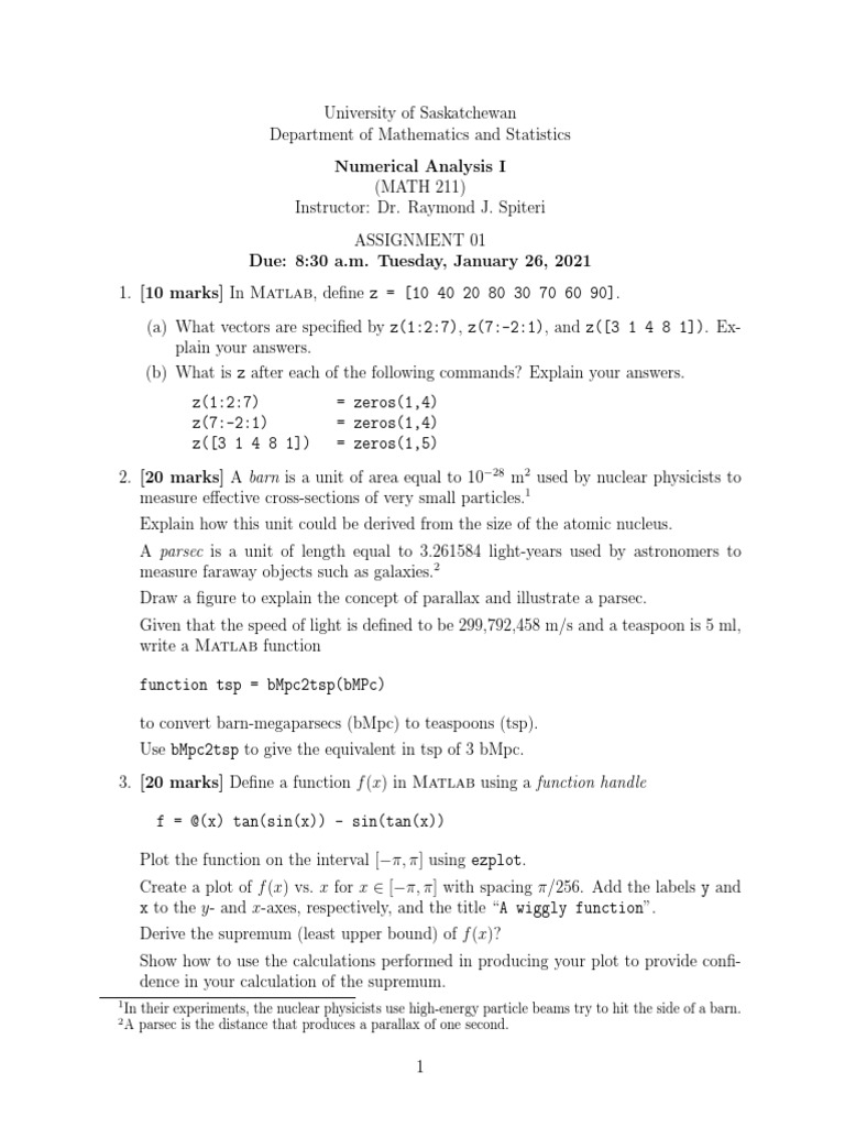 MATH 211 Assignment 1 | PDF | Pi | Teaching Mathematics