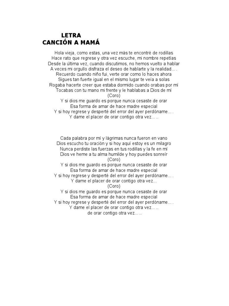 Letra Canción A Mamá | PDF