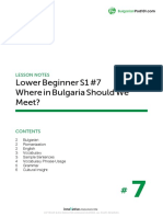 Lower Beginner S1 #7 Where in Bulgaria Should We Meet?: Lesson Notes