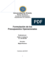 Presupuestos operativos de la Universidad de Oriente