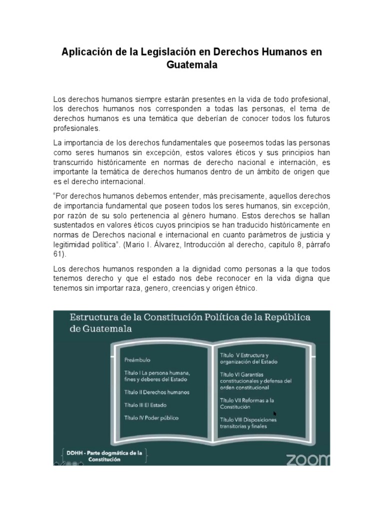 Aplicación de La Legislación en Derechos Humanos en Guatemala | PDF ...