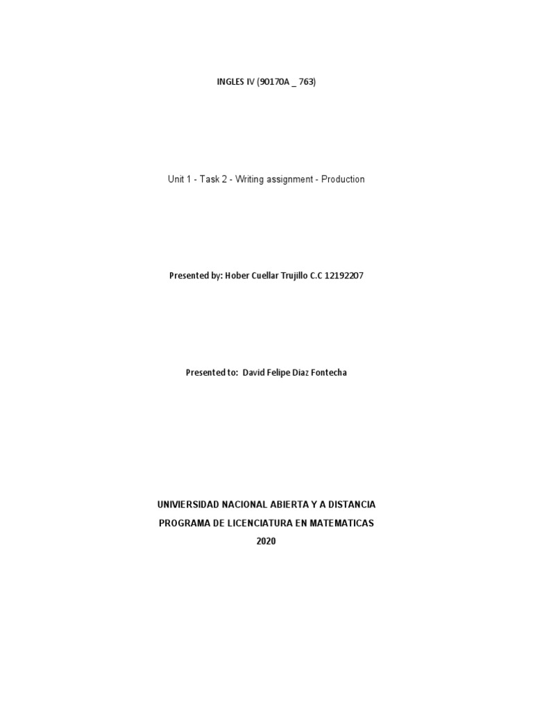 Unit 1 - Task 2 - Writing Assignment - Production | PDF | Climate ...