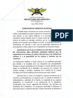 Declaración Ministerio de Defenssa