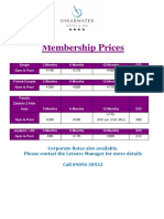 Membership Prices: Corporate Rates Also Available. Please Contact The Leisure Manager For More Details Call 09096 30522