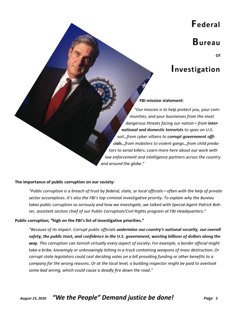 Urgent Call for FBI Investigation on Corruption | PDF | Federal Bureau ...