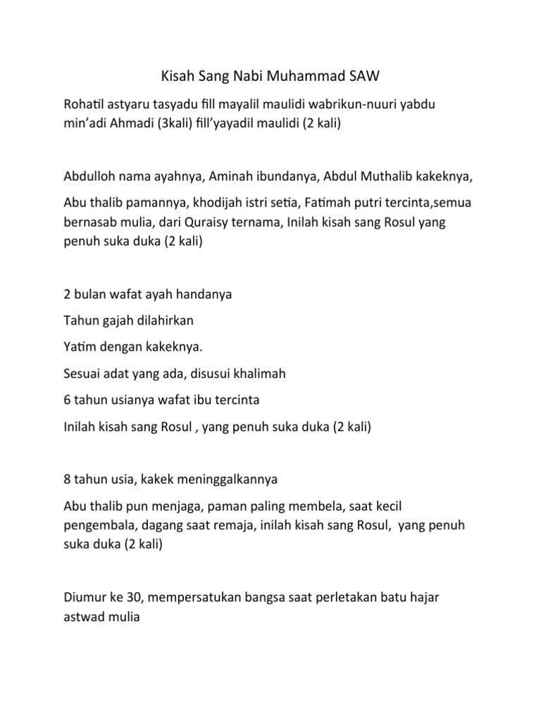 Kisah Sang Nabi Muhammad Saw Pdf