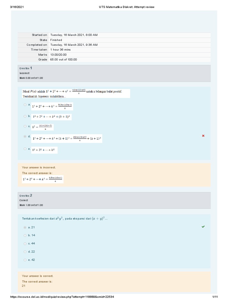 UTS Diskret Matematika Review 2021 | PDF | Teaching Mathematics