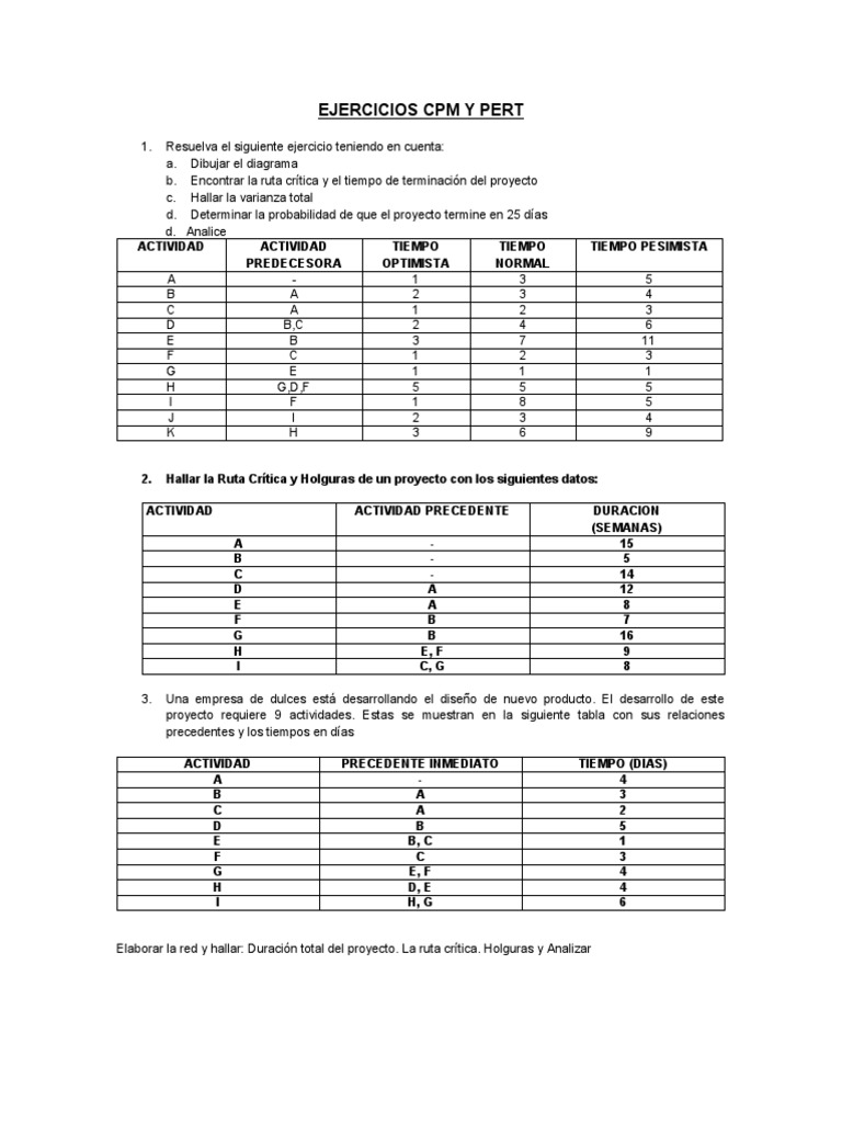 Ejercicios Pert-Cpm | PDF | Science | Business