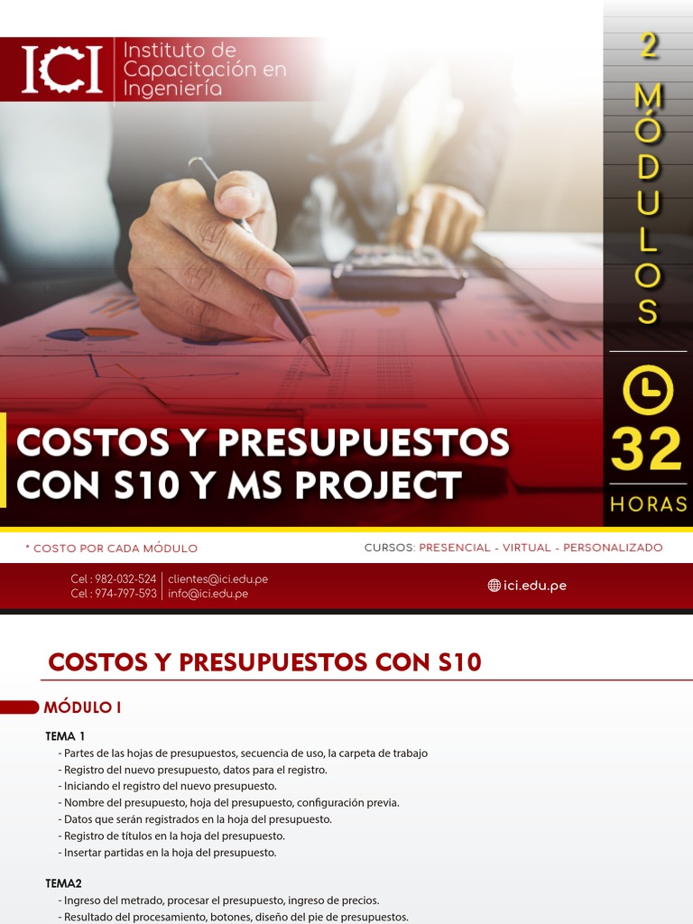 Costos y Presupuestos con S10 y MS Project | PDF | Presupuesto ...